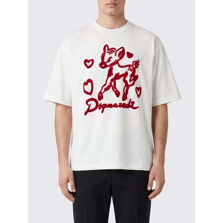 DSQUARED2 Short-Sleeved Cotton T-shirt with Contrast Graphic Print (S74GD1583D20033100)