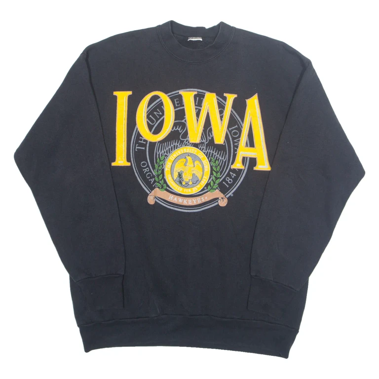 IOWA HAWKEYES AMERICAN FOOTBALL Womens Sweatshirt Blue 90s USA L