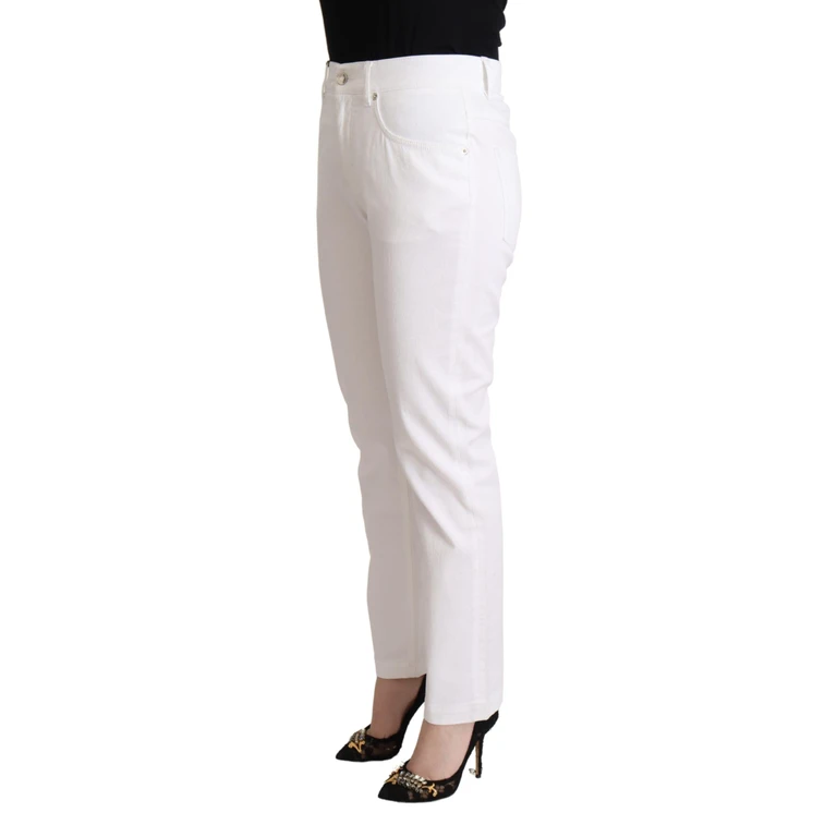 Dolce & Gabbana White Cotton Mid Waist Denim Tapered Jeans Elastane Clothing - Women