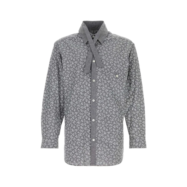 Yohji Yamamoto Printed Cotton Shirt Black Exterior: Camicie - Men