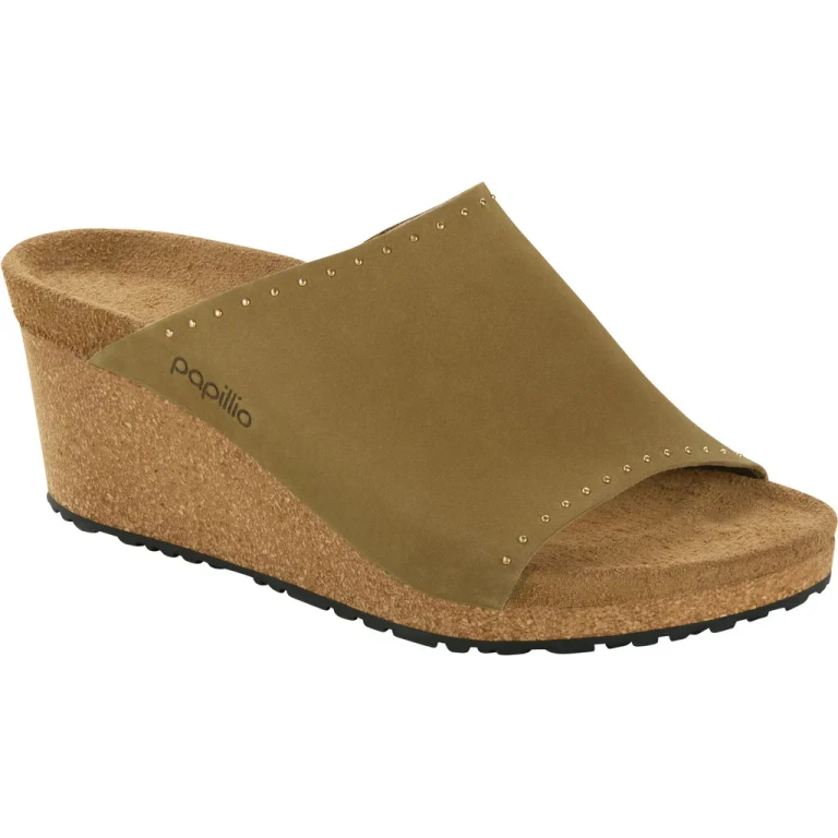 Namica Nubuck Leather Mud Green Rivets