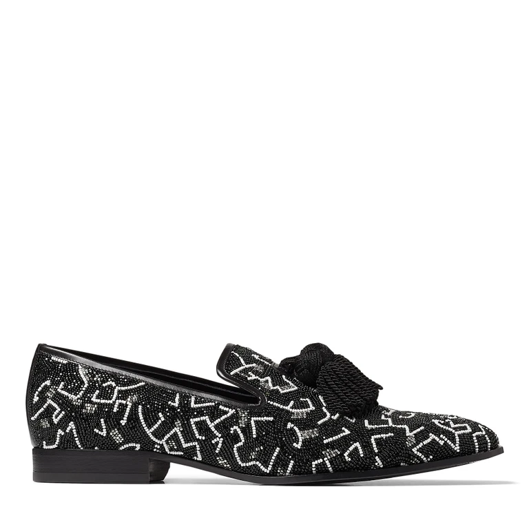 Mens Foxley Caviar Bead Embroideryr Slippers, Brand Size 42 ( US Size 9 )