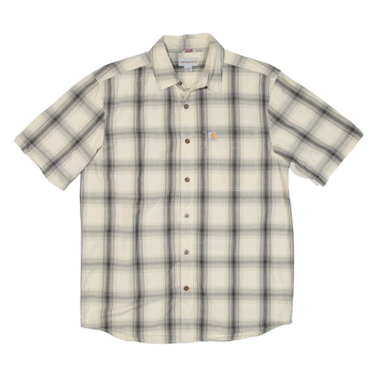 CARHARTT Relaxed Fit Mens Worker Shirt Beige Check M