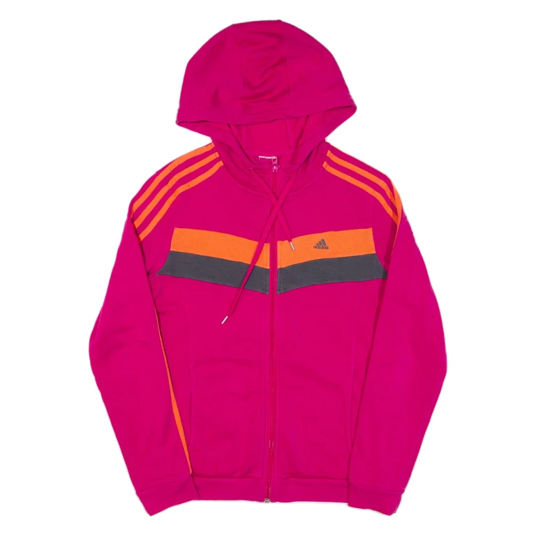 ADIDAS Womens Pink Hoodie Full Zip S