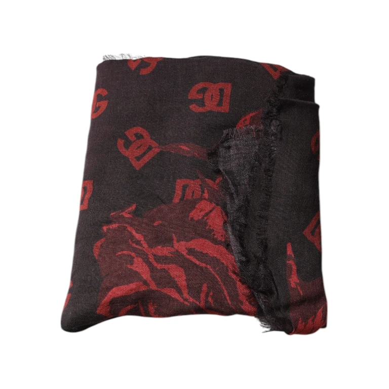 Black Red Floral Modal Wrap Shawl Scarf And Wool - Women