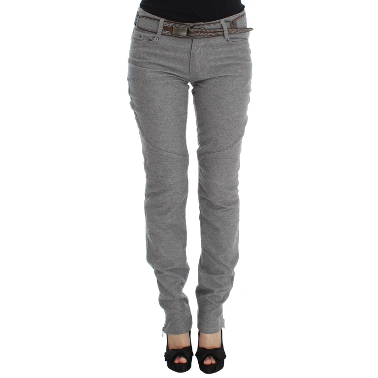 Ermanno Scervino Gray Cotton Slim Fit Casual Bootcut Pants - Women