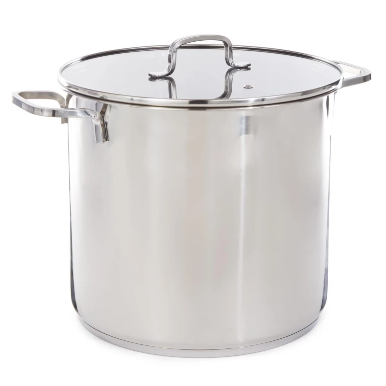 DiNA Helix 18/10 Stainless Steel 15.85qt. Stockpot 11", Glass Lid