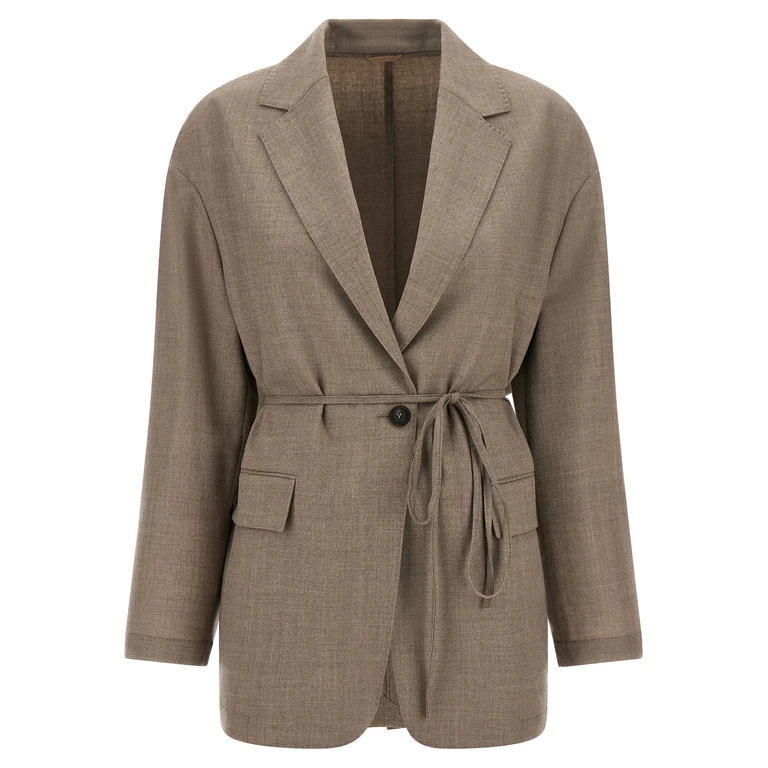 Beige Virgin Wool Blazer Clothing - Women