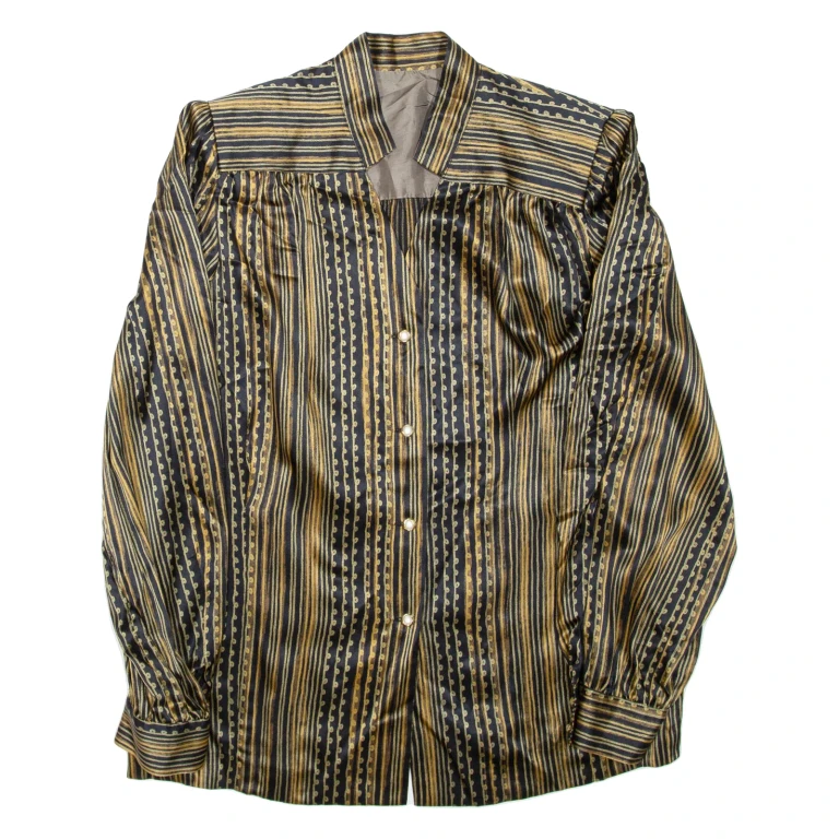 Womens Printed Shirt Brown Collared Long Sleeve Striped XL