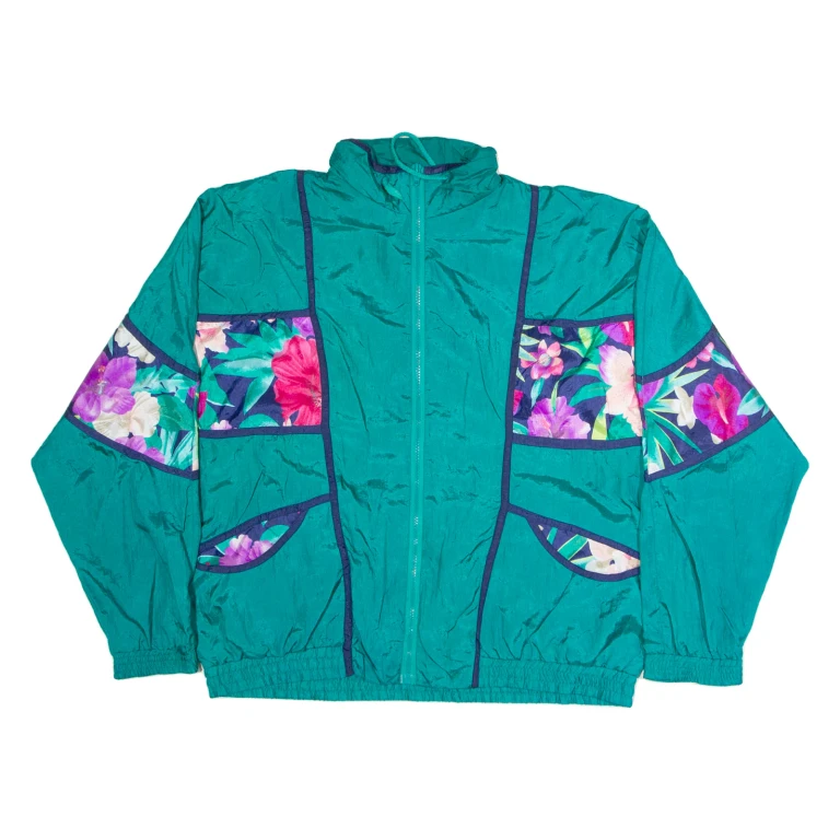 Womens Shell Jacket Blue Nylon Floral XL