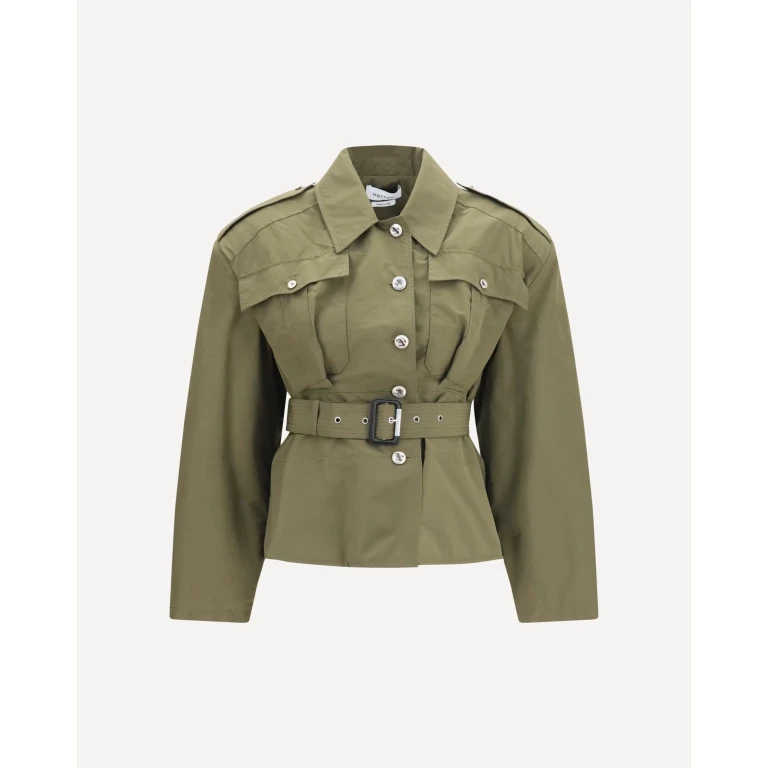 ALEXANDER McQUEEN Cropped belted high-neck Jacket Female 40