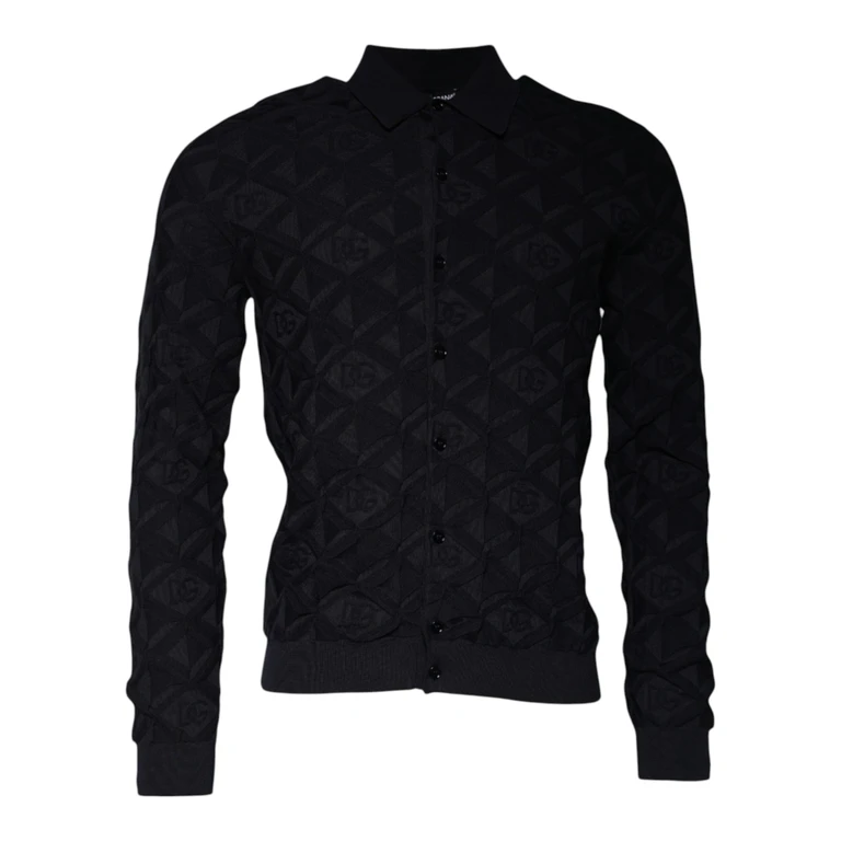 Dolce & Gabbana Black Silk Crew Neck Men Cardigan Sweater Clothing - Men