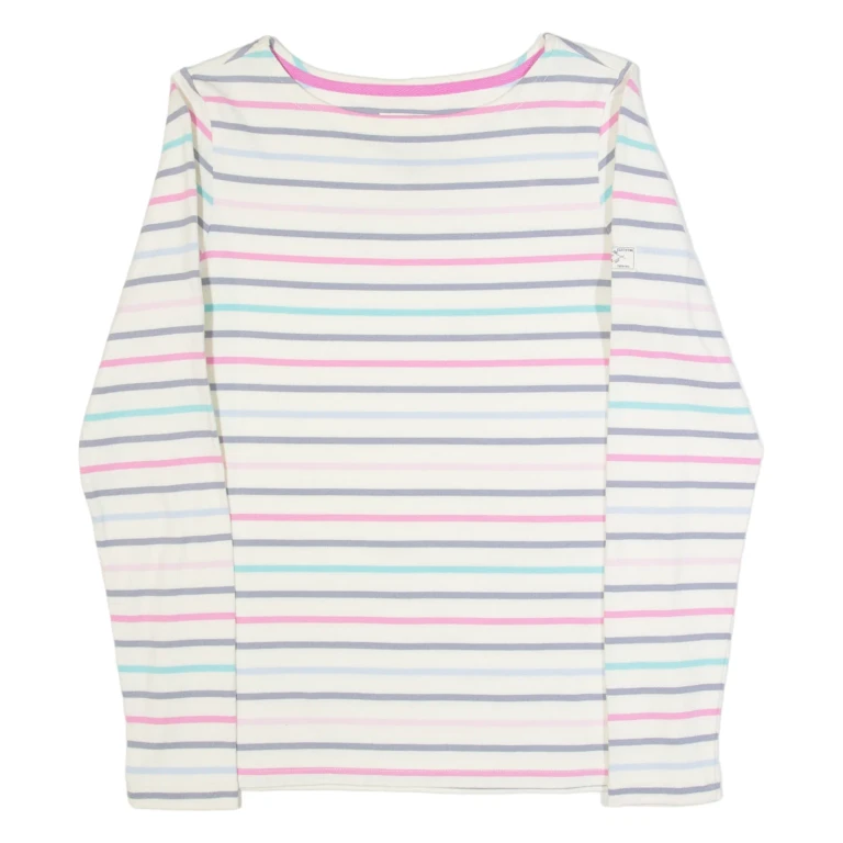 JOULES Womens Patterned Jumper White Striped Tight Knit UK 6