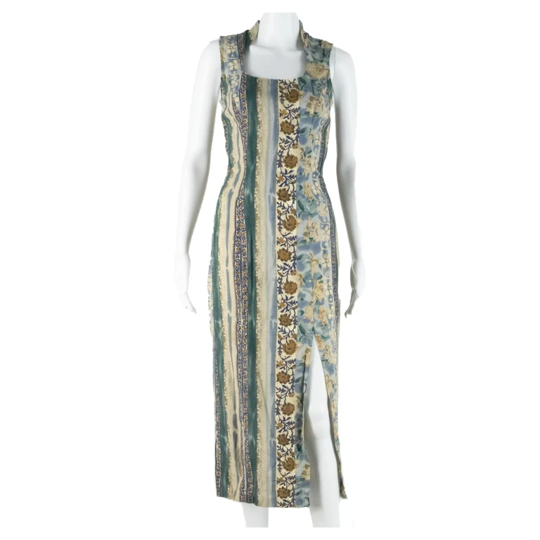 LA BELLE Womens Shift Dress Blue Floral Sleeveless Midi S