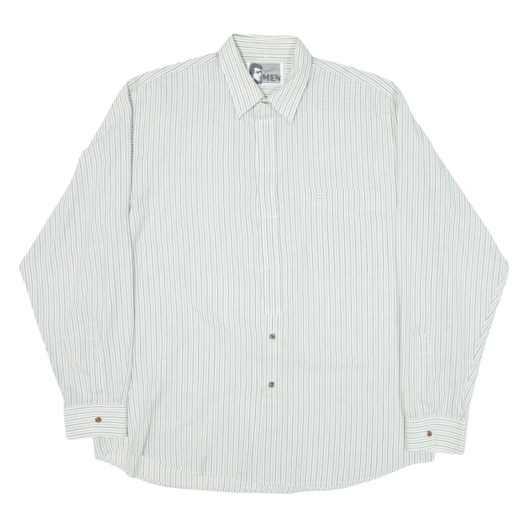 MELCO Mens Shirt Green Striped Long Sleeve XL