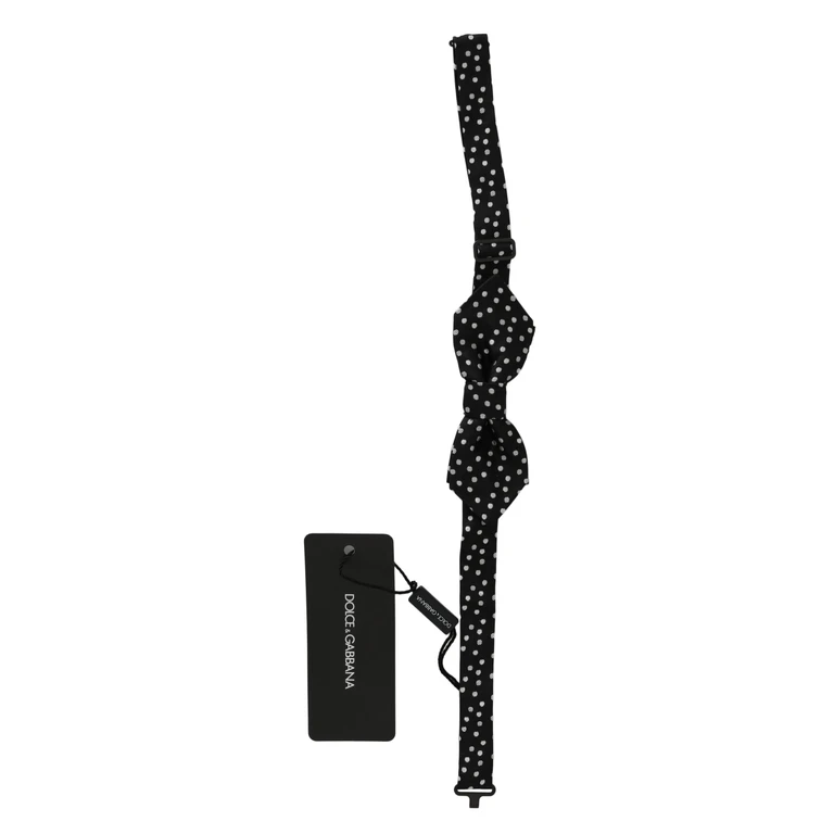 Dolce & Gabbana Black Polka Dots Silk Adjustable Neck Papillon Men Bow Tie - Men