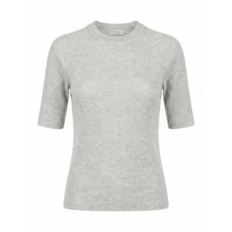 Brunello Cucinelli Sparkling Cashmere Lightweight Rib Knit Sweater