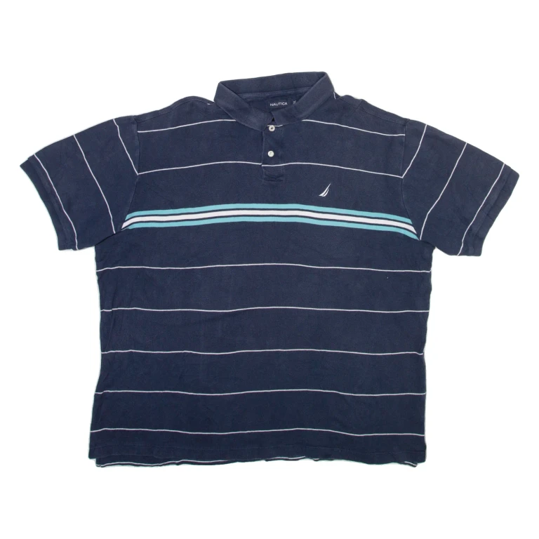NAUTICA Mens Polo Shirt Black Striped XL