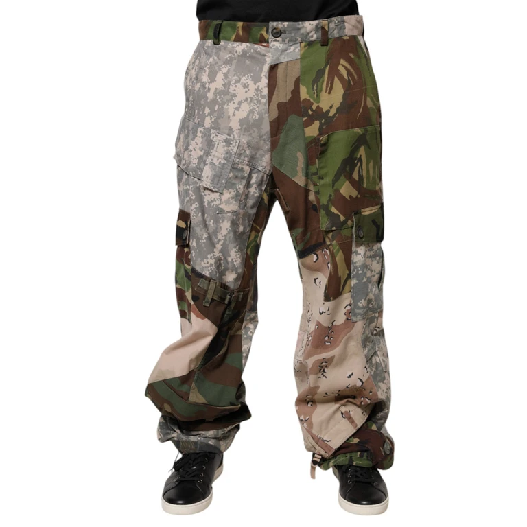 Dolce & Gabbana Multicolor Patchwork Camouflage Cargo Pants Nylon Cotton - Men