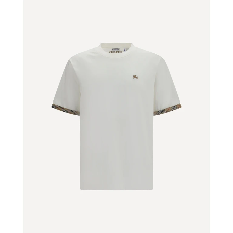 BURBERRY Cotton T-shirt with Check trims Male S