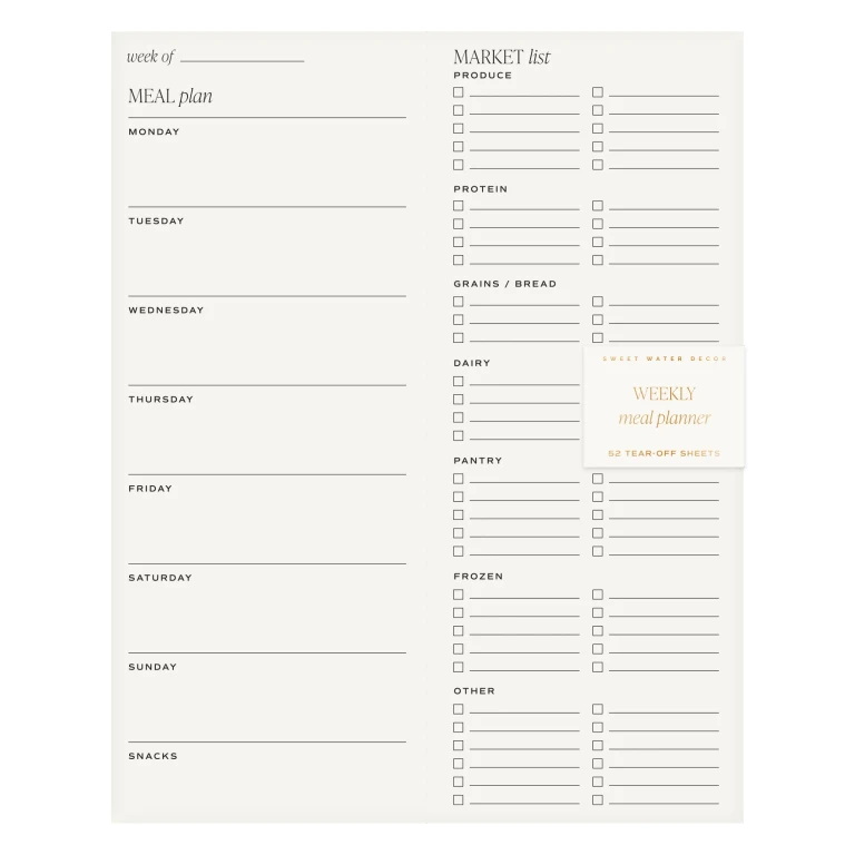 Weekly Meal Planner Notepad