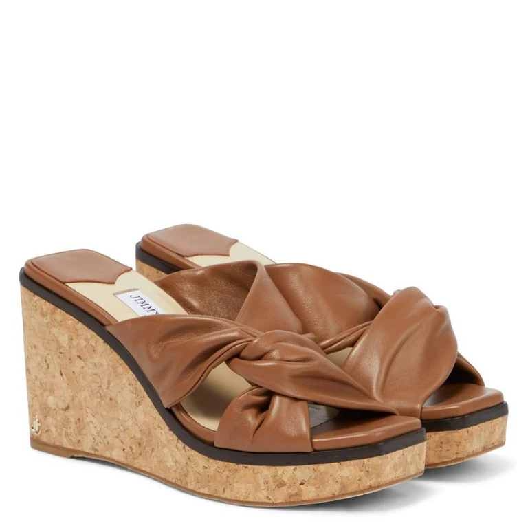 Narisa 90 Leather Wedge Sandals, Brand Size 34 ( US Size 4 )