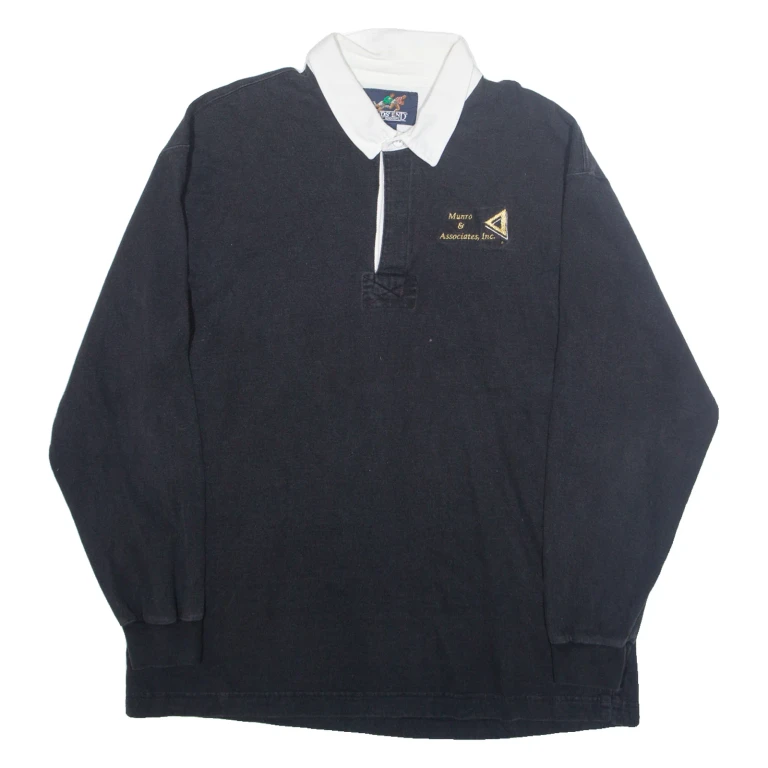 LANDS END Mens Polo Shirt Blue 90s Long Sleeve L