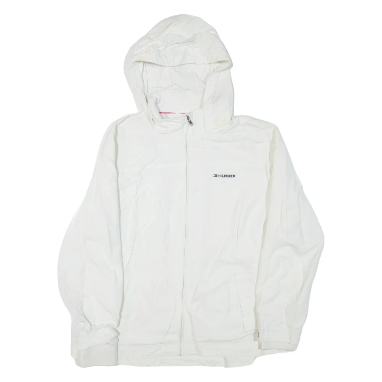 TOMMY HILFIGER Womens Jacket White Nylon Hooded 2XL