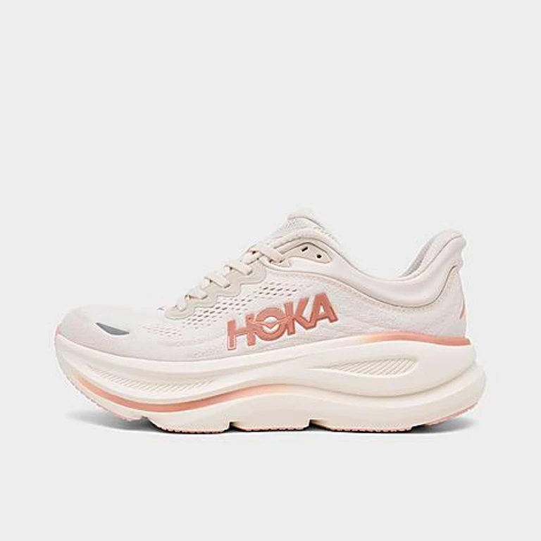 Women's Bondi 9 Running Shoes in Oat Milk/Rose Gold