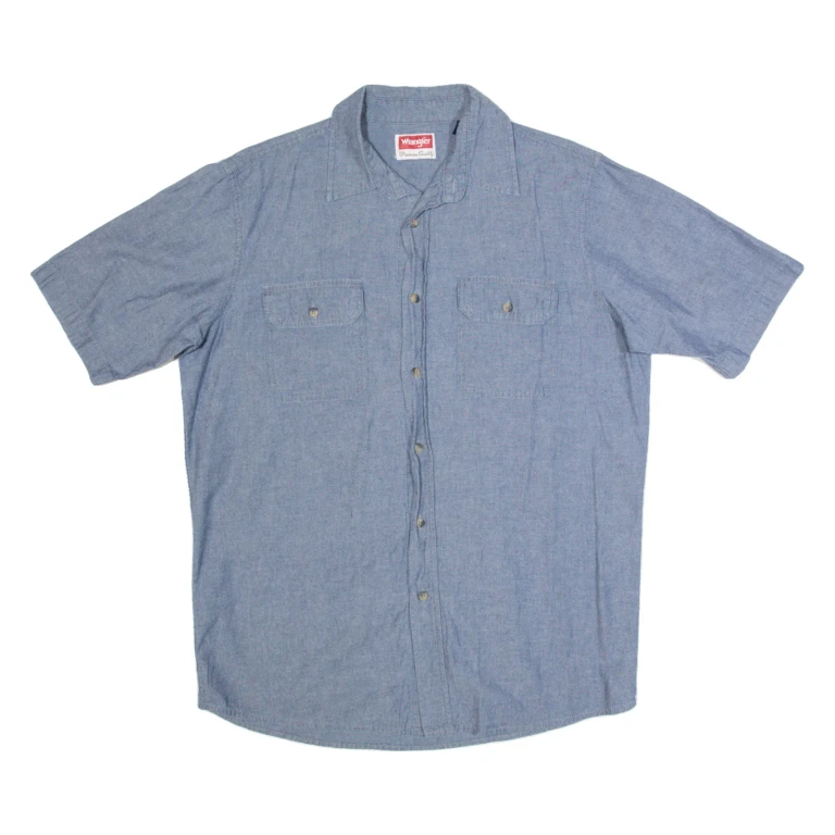 WRANGLER Mens Plain Shirt Blue M