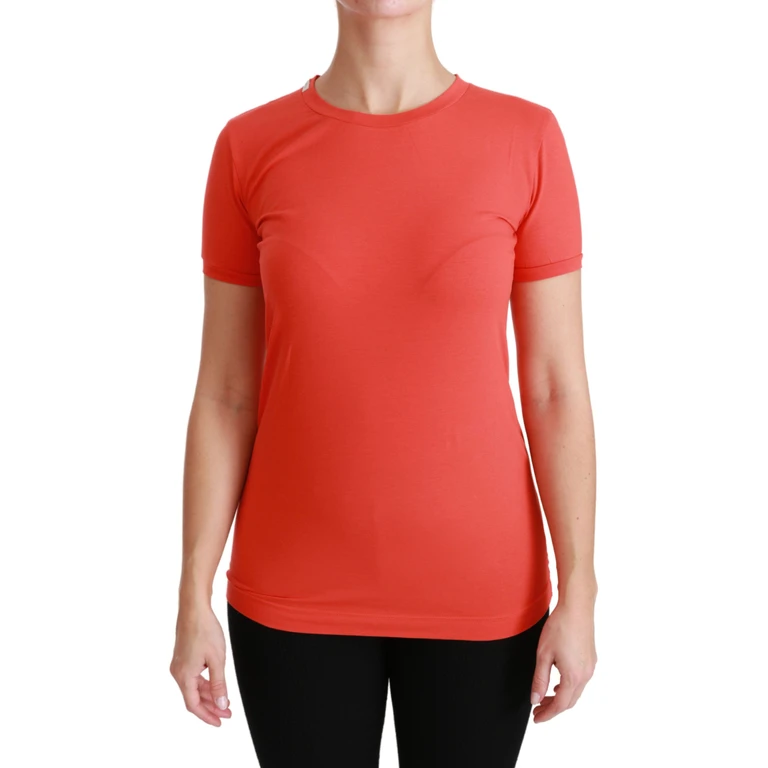 Dolce & Gabbana Red Crewneck Short Sleeve T-Shirt Cotton Top - Women