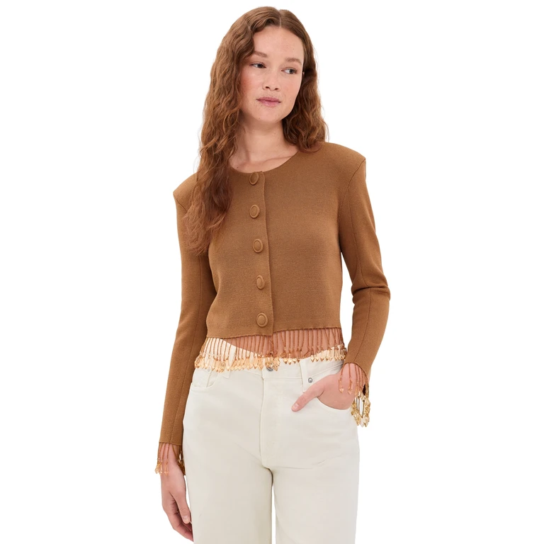 Shelly Beaded Jacket Latte Brown L