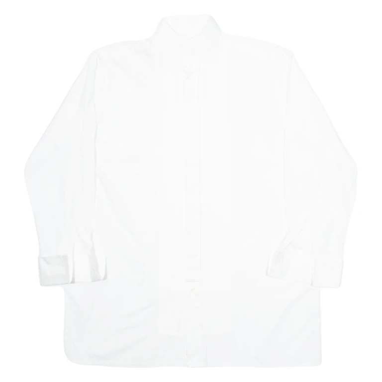 L.HUBSCHES Mens Plain Shirt White Long Sleeve XL