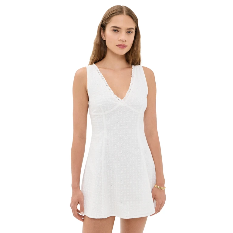 Good American The Eyelet Mini Dress White001 XL