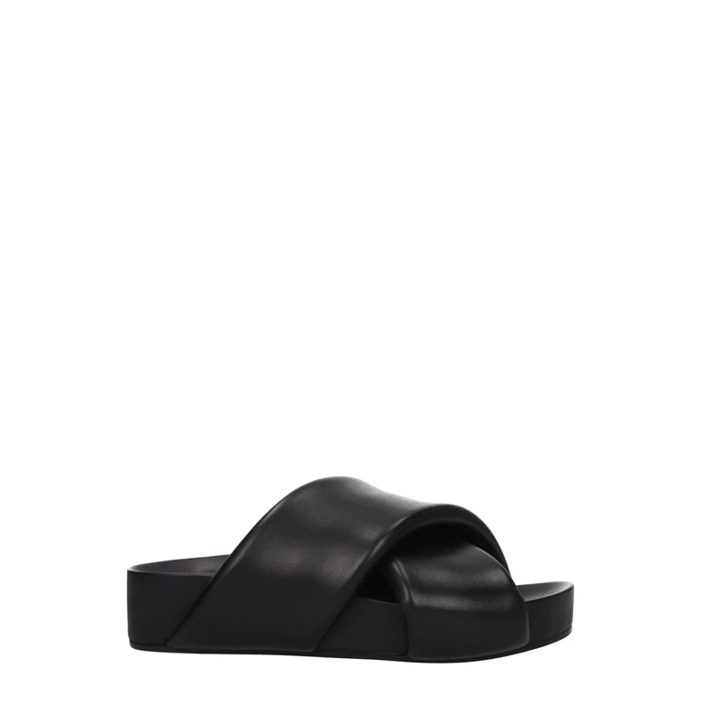 Jil Sander Black Leather Slippers - Women