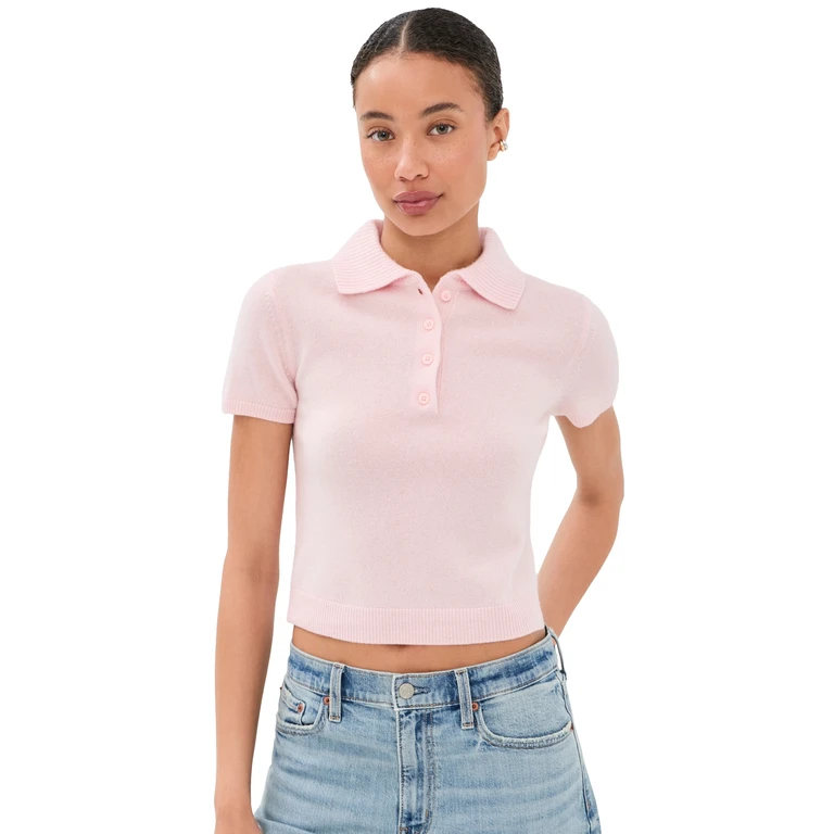 SIMKHAI Twila Cashmere Polo Bubblegum S