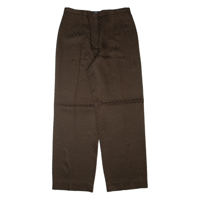 CARLA CARINI Check Womens Trousers Brown Straight 90s Wool W30 L30