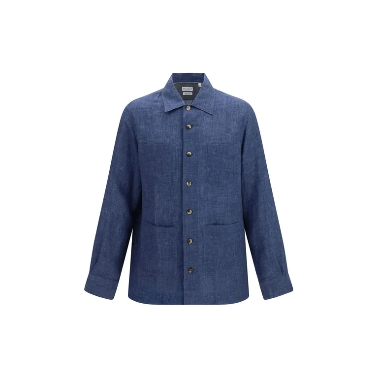 Brunello Cucinelli Blue Linen Blouse - Men