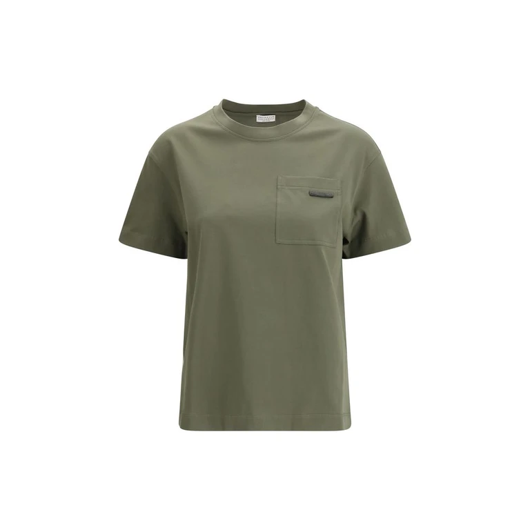 Brunello Cucinelli Bicolor Cotton T-Shirt - Women