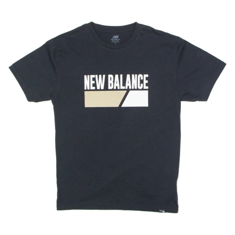 NEW BALANCE Mens T-Shirt Black Crew Neck S