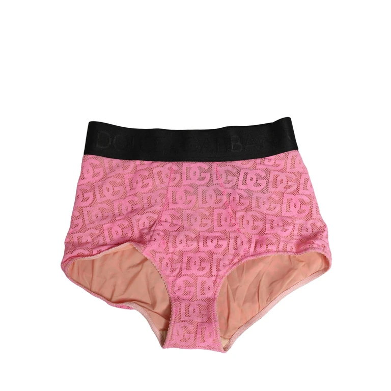 Dolce & Gabbana Pink Cotton Dg Logo High Waist Girdle Underwear Black Elastane Nylon Clothing - Women