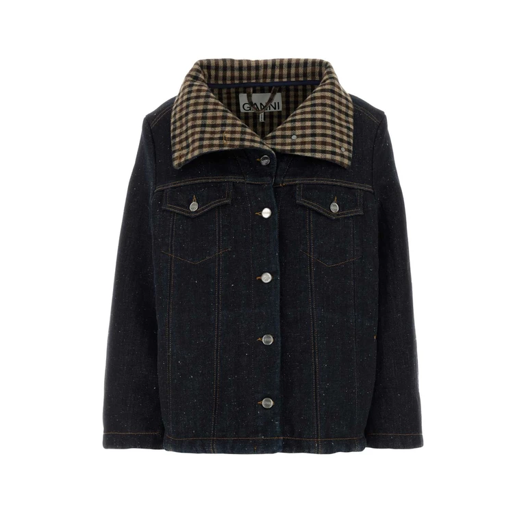 Ganni Denim Jacket Darkblue Giacche E Gilet - Women