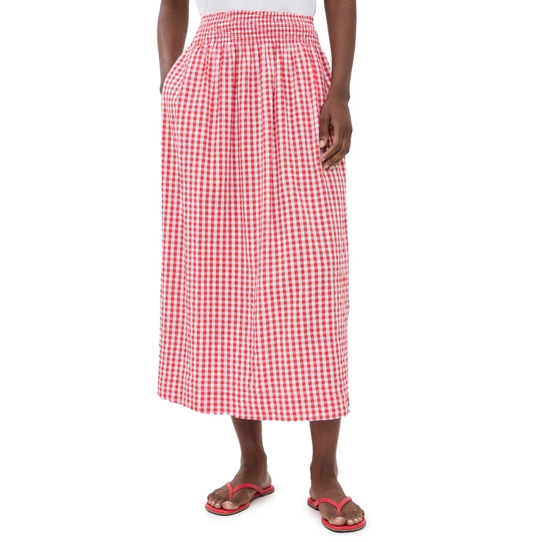 Splendid Gigi Gingham Midi Skirt Firework/White M