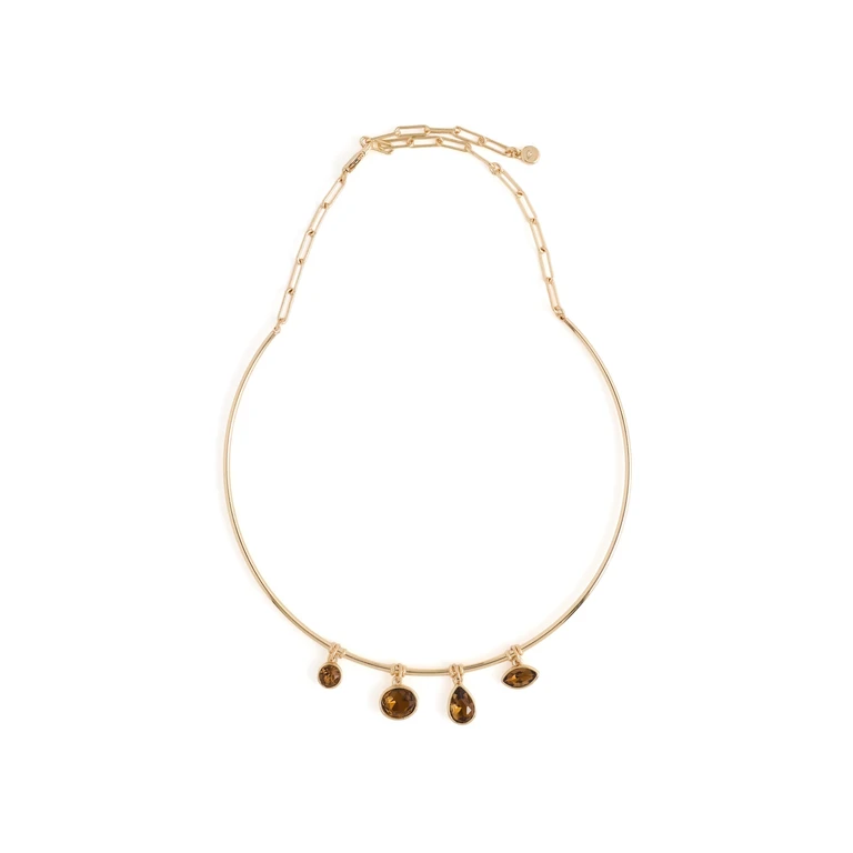 Crystal Drift Collar Necklace Smokey Quartz One Size