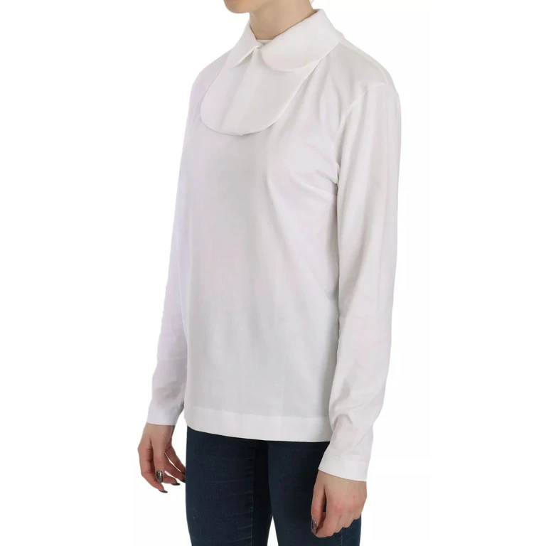 Dolce & Gabbana White Cotton Longsleeve Collared Blouse - Women