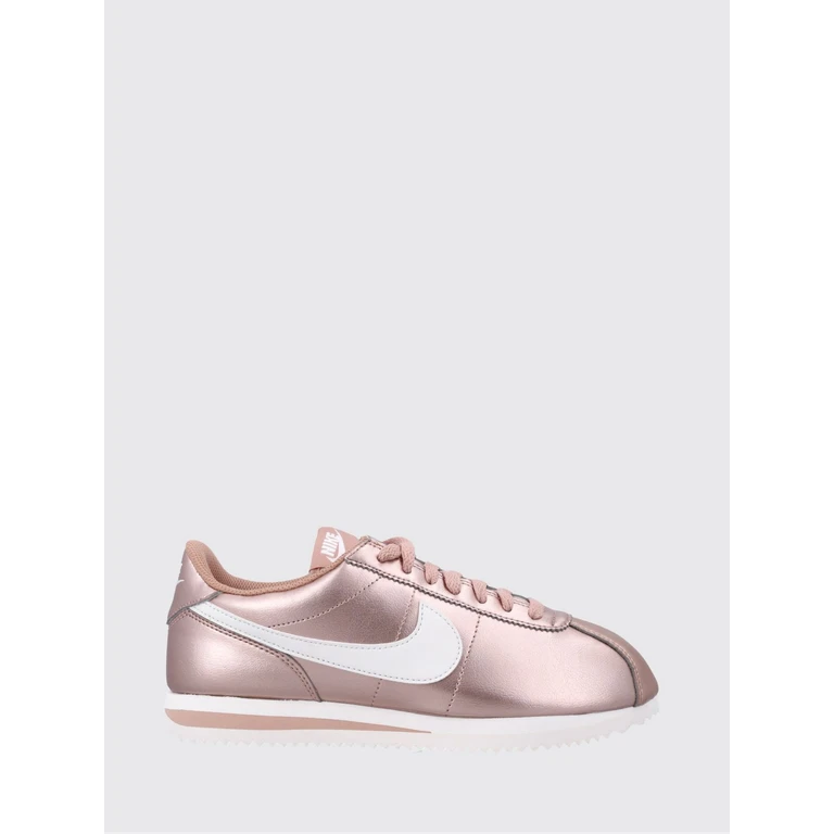 Cortez Laminated Leather Trainers with Swoosh Logo and Round Toe (IR0042900)