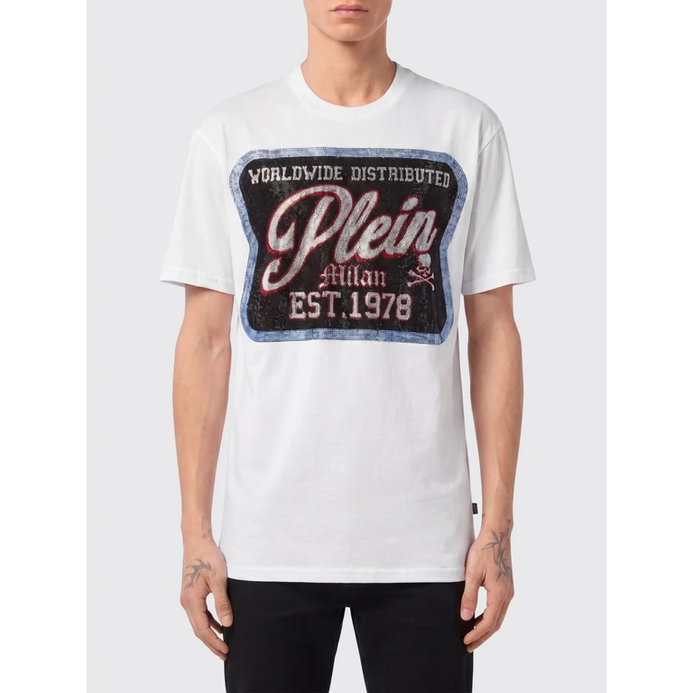 Short-Sleeved Cotton T-shirt with Contrasting Logo Print (UAECMTK8794PJY002N01)
