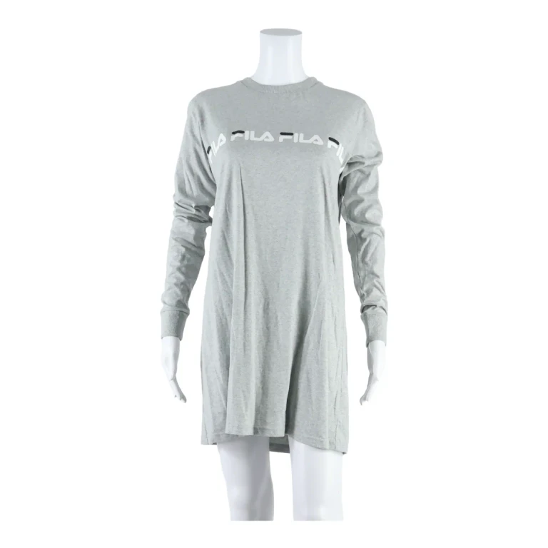 FILA Womens T-Shirt Dress Grey Long Sleeve Knee Length XS