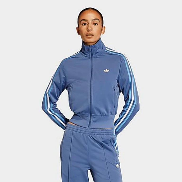 adidas Women's Originals Firebird Classic Track Top Jacket in Crew Blue/Light Blue/White Size: XXS