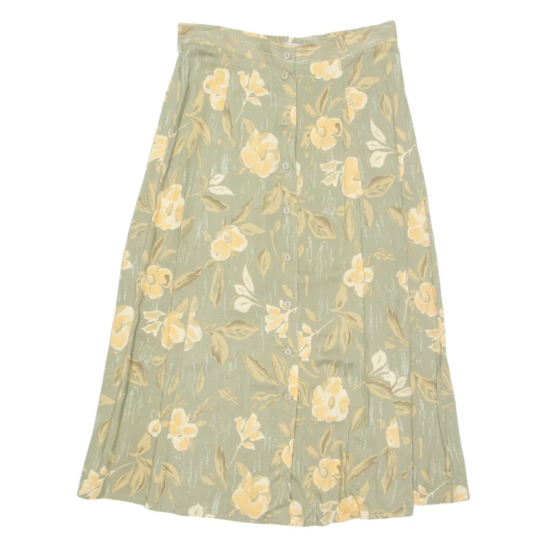 SAG HARBOR Womens A-Line Skirt Green Long 90s Floral L